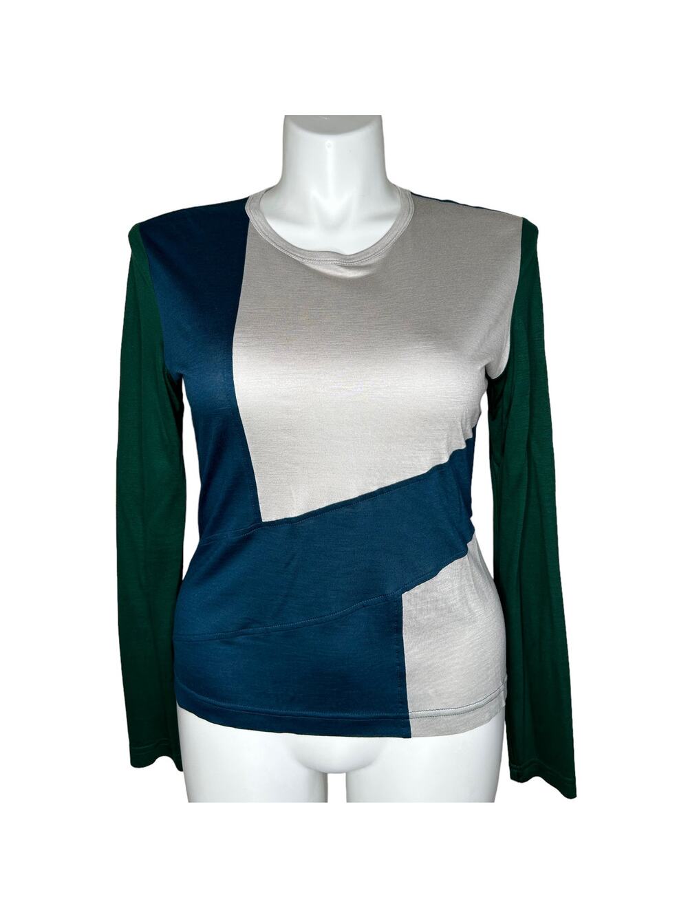 St. John Color-block Long Sleeve T-shirt Top - Large